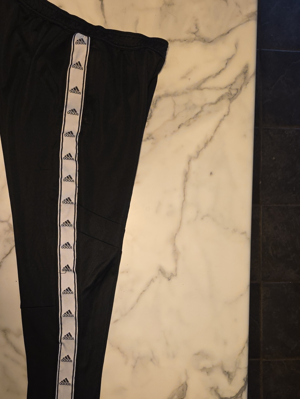 adidas Black Joggers with White Logo Tape